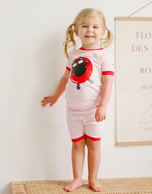 Tube Kitty Short Sleeve Pajamas