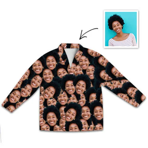 Unisex Nightwear Long Sleeve Pajamas with Custom Face Photo Print