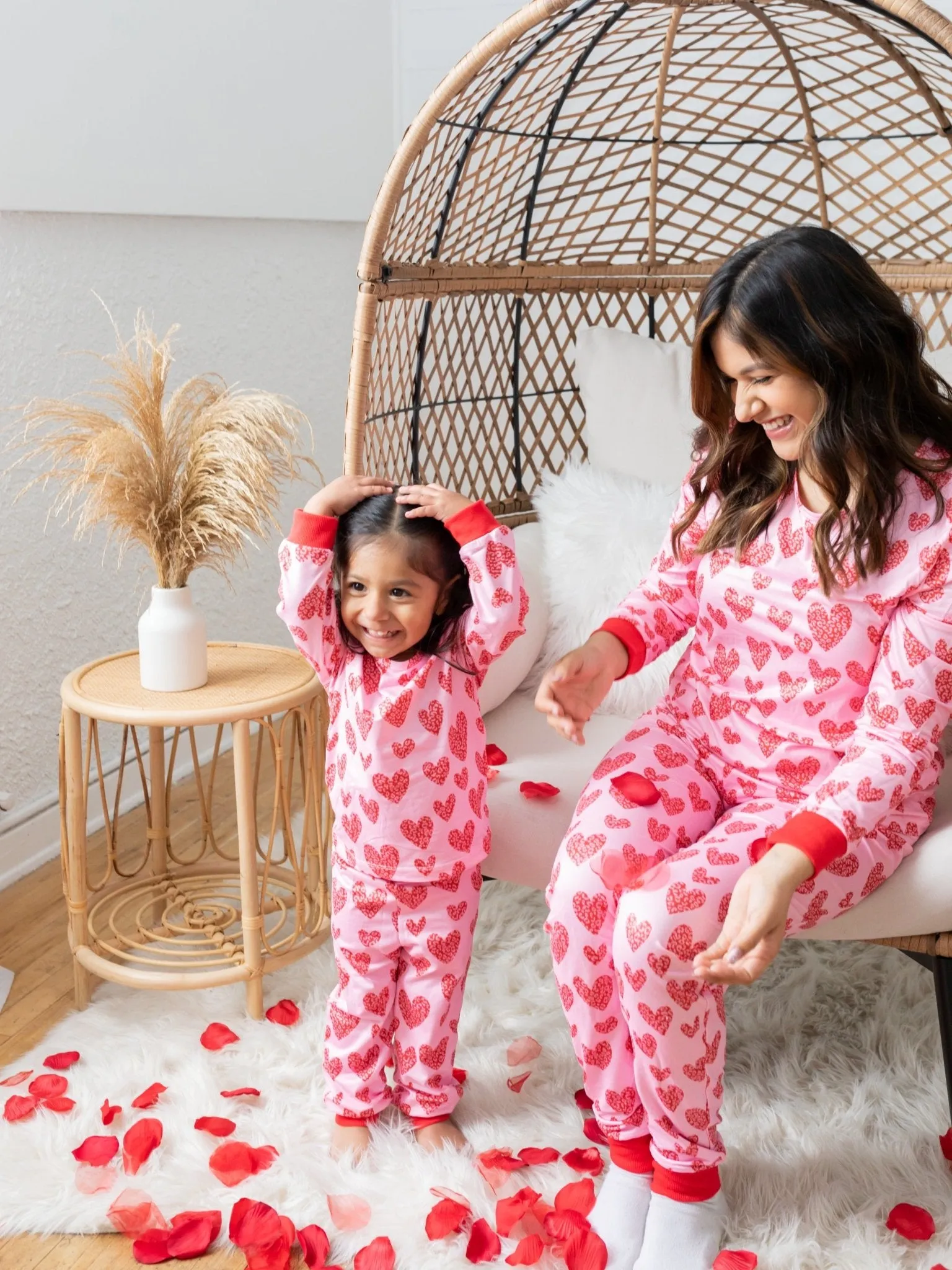 Valentine's Leo Heart Mommy and Me Pajamas