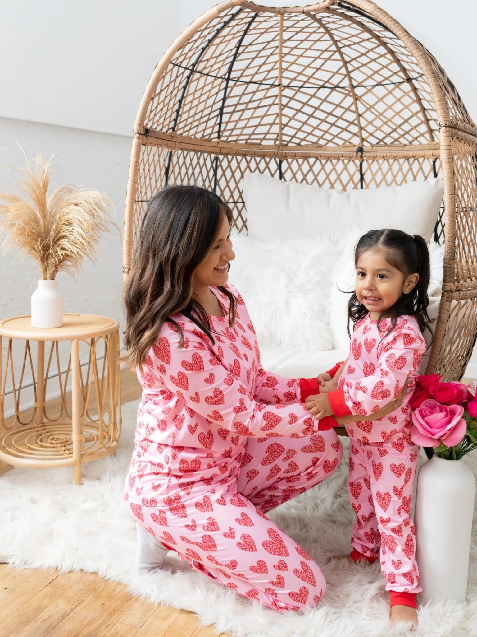 Valentine's Leo Heart Mommy and Me Pajamas