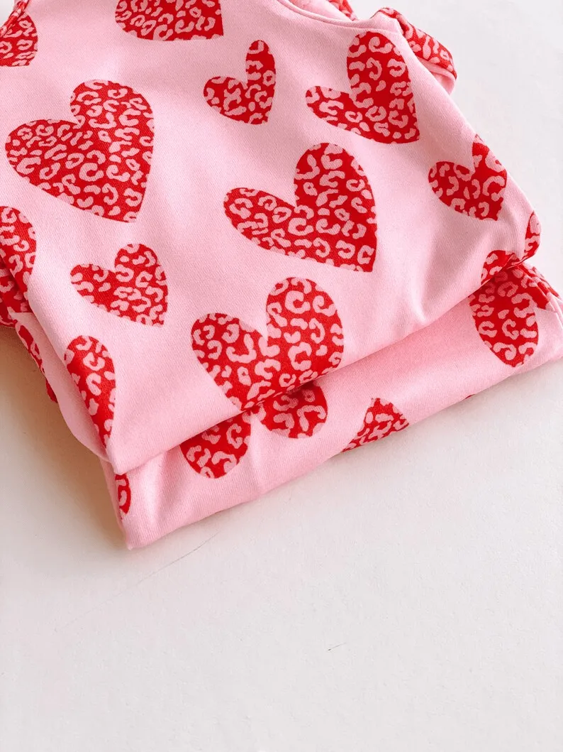 Valentine's Leo Heart Mommy and Me Pajamas