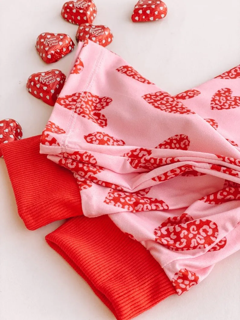 Valentine's Leo Heart Mommy and Me Pajamas