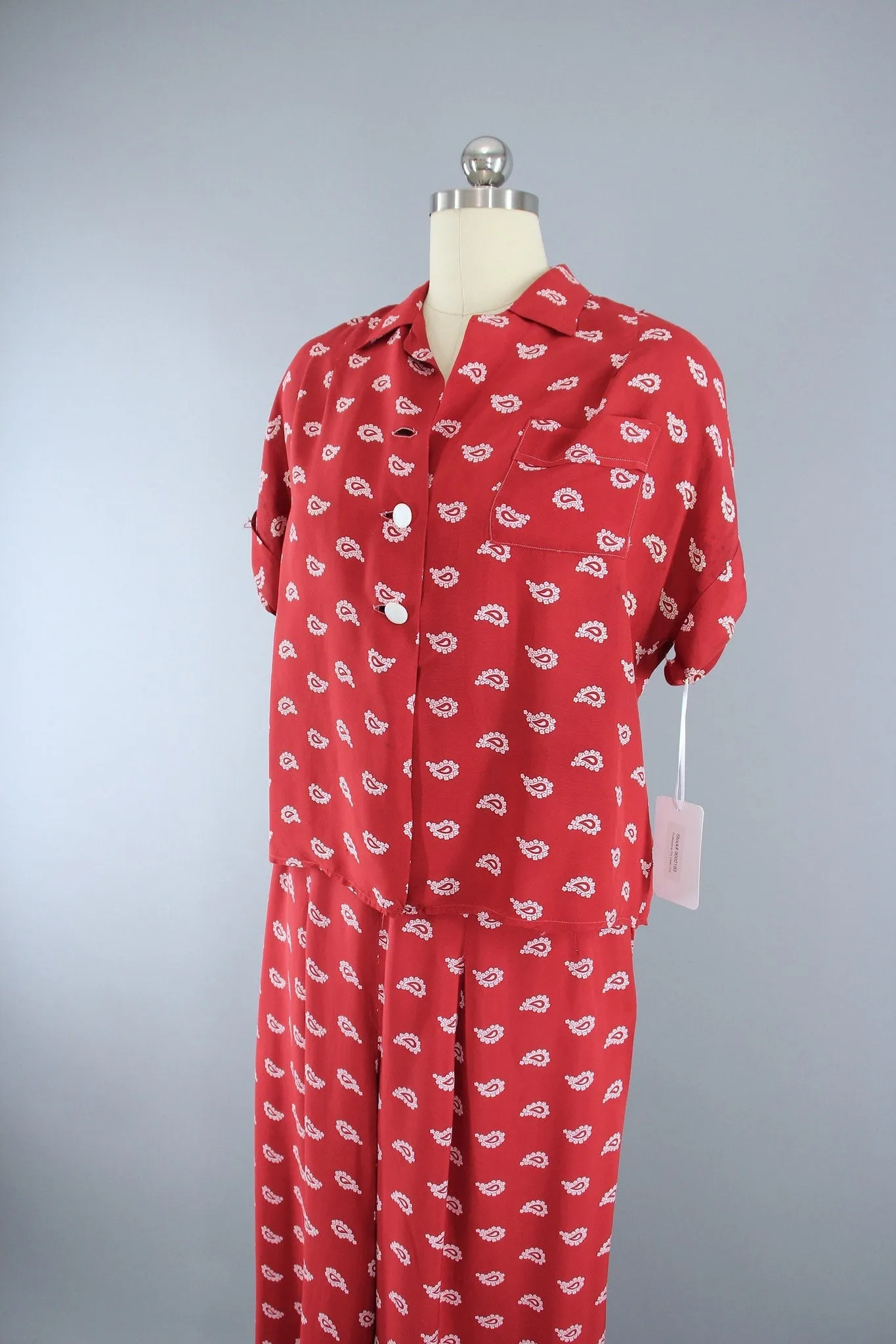 Vintage 1940s Pajamas Set / Textron Rayon