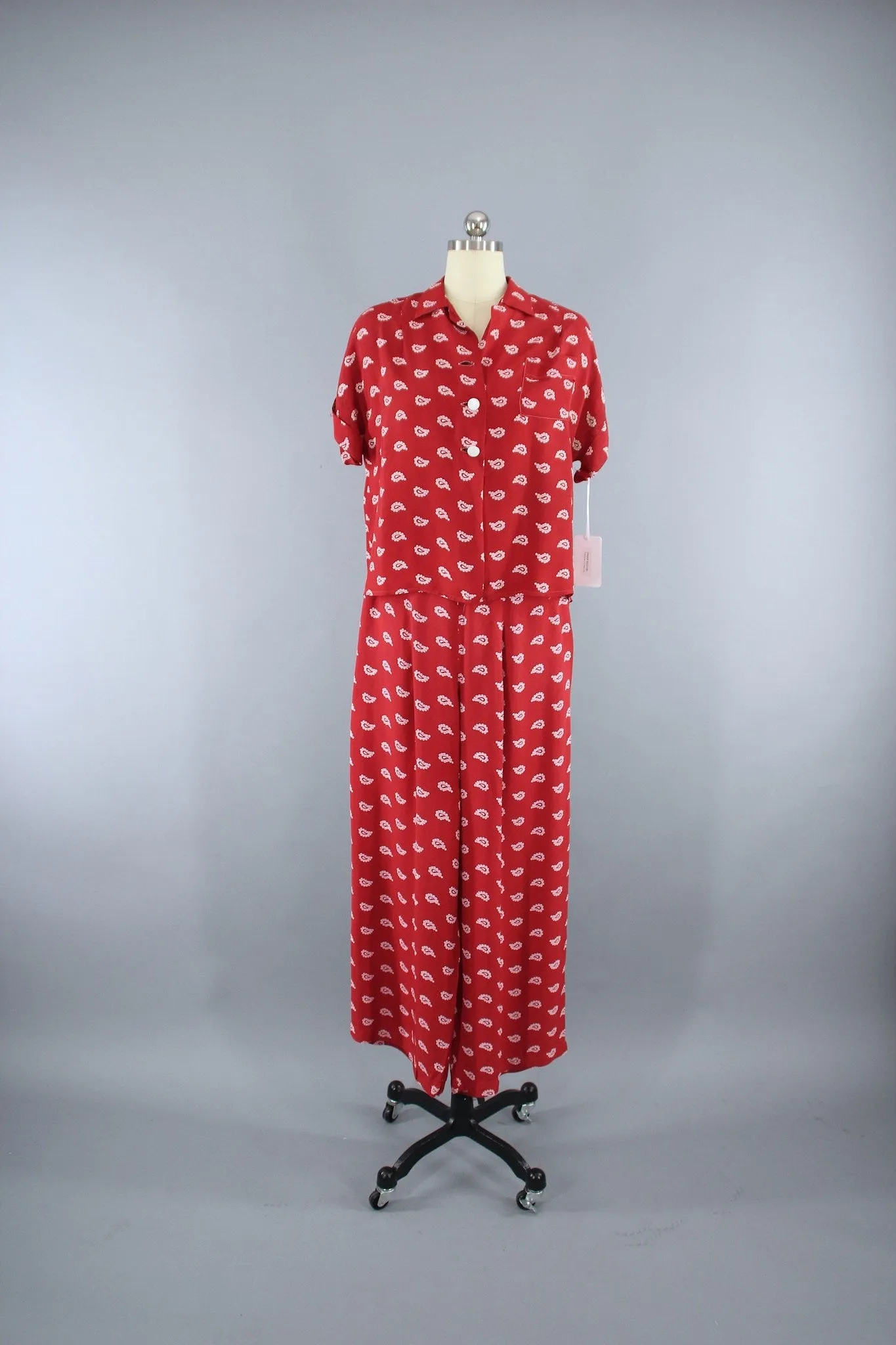 Vintage 1940s Pajamas Set / Textron Rayon