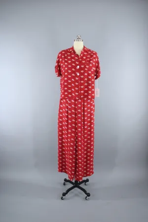Vintage 1940s Pajamas Set / Textron Rayon