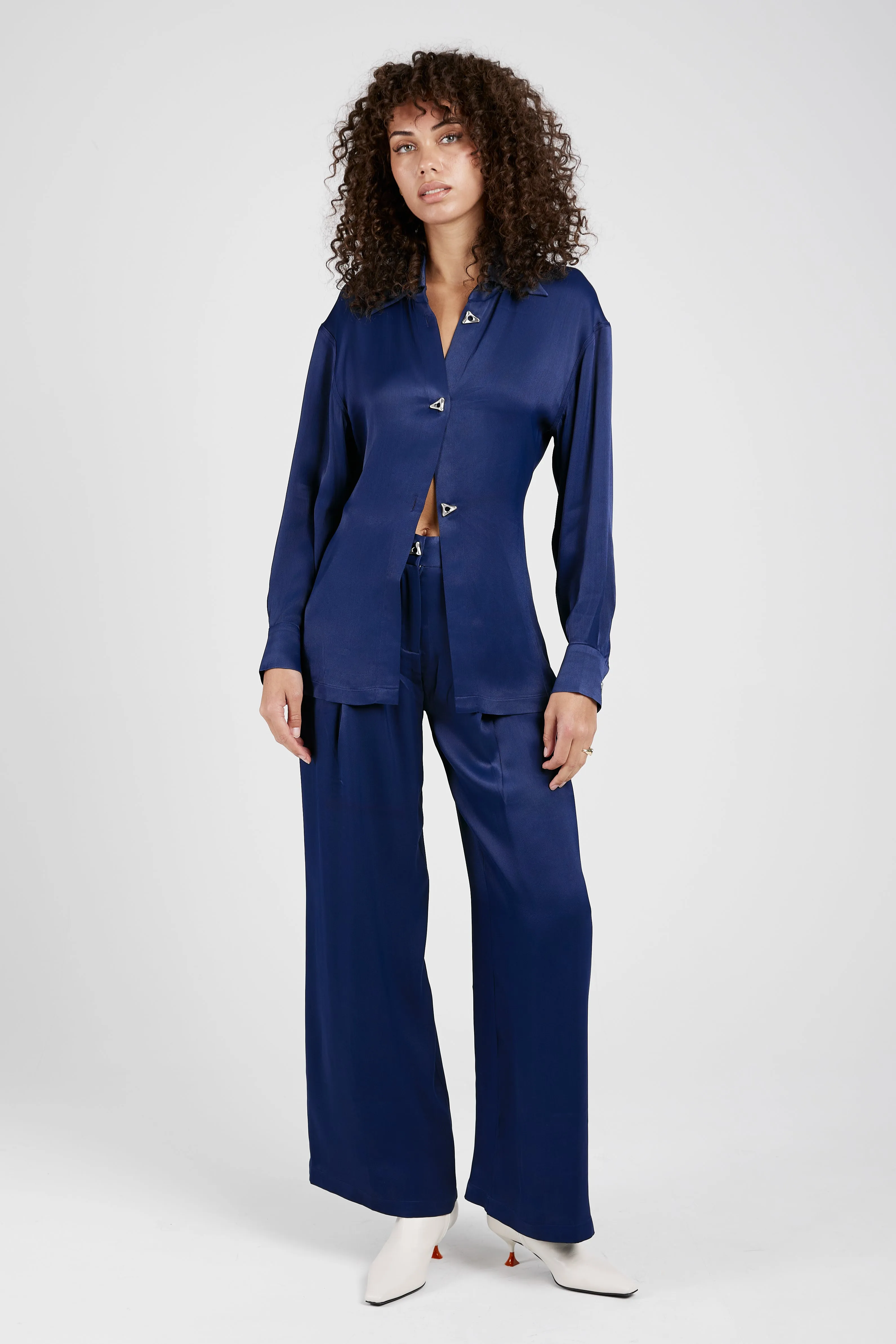 Wellen Satin Pant in Midnight Blue