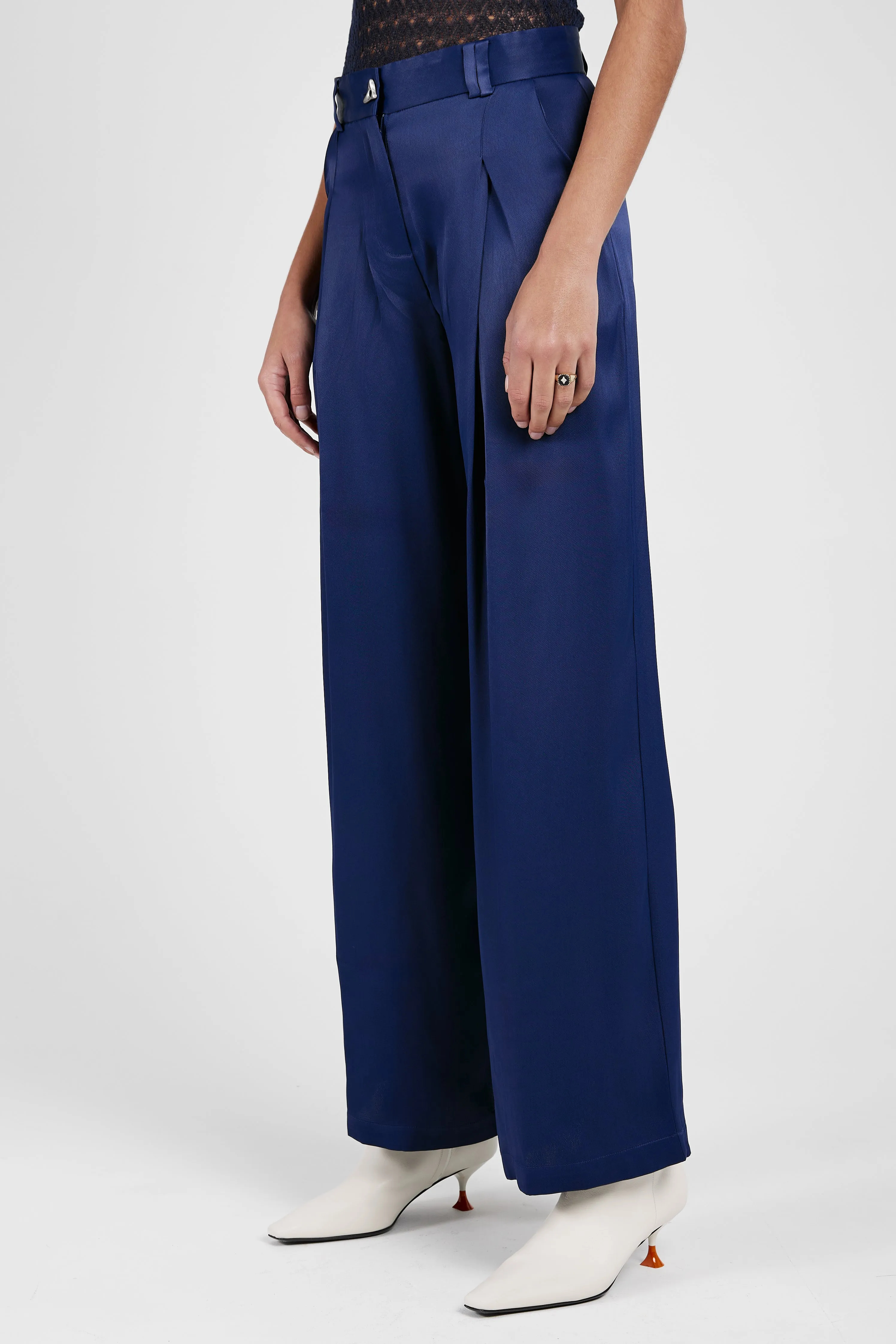 Wellen Satin Pant in Midnight Blue