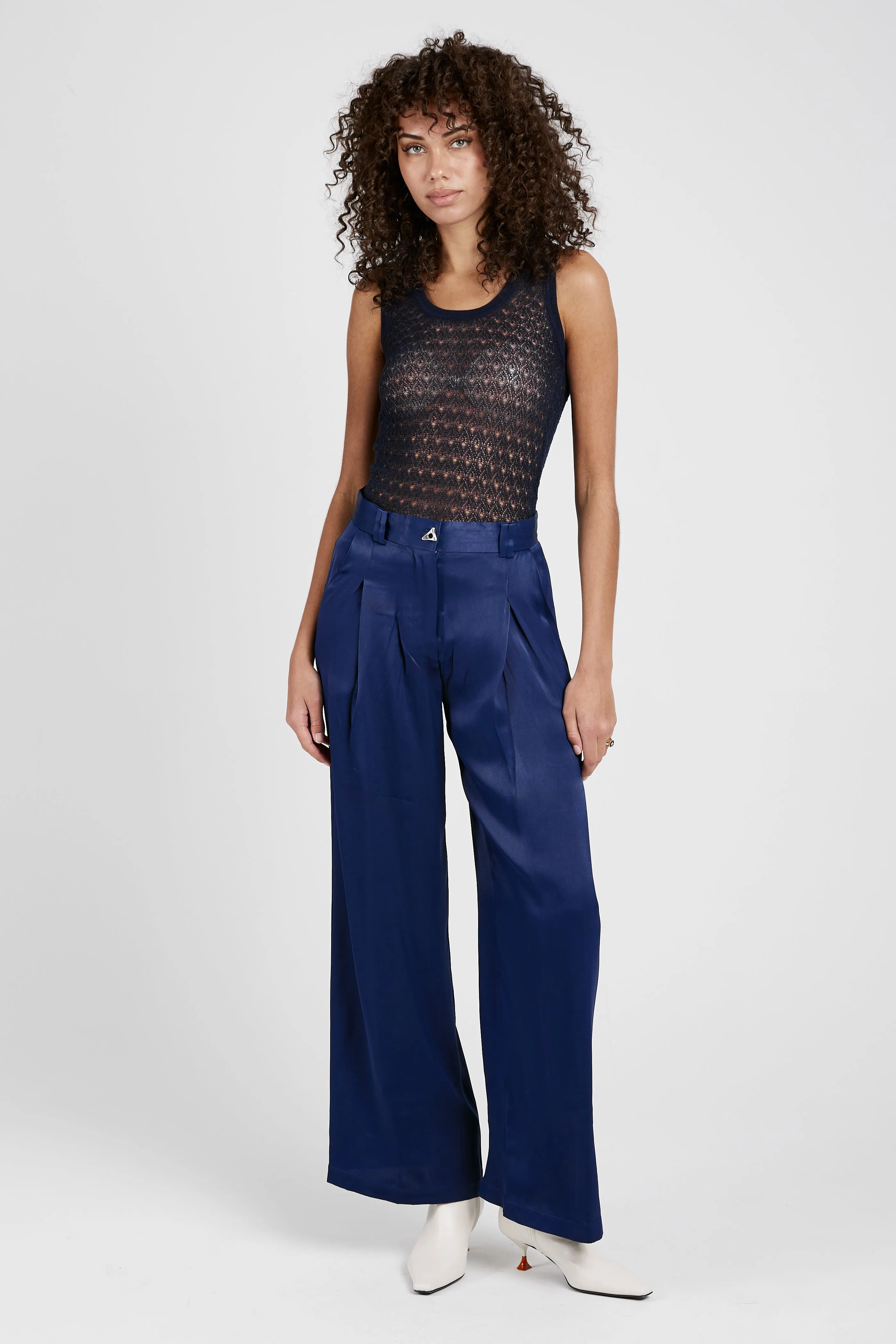 Wellen Satin Pant in Midnight Blue