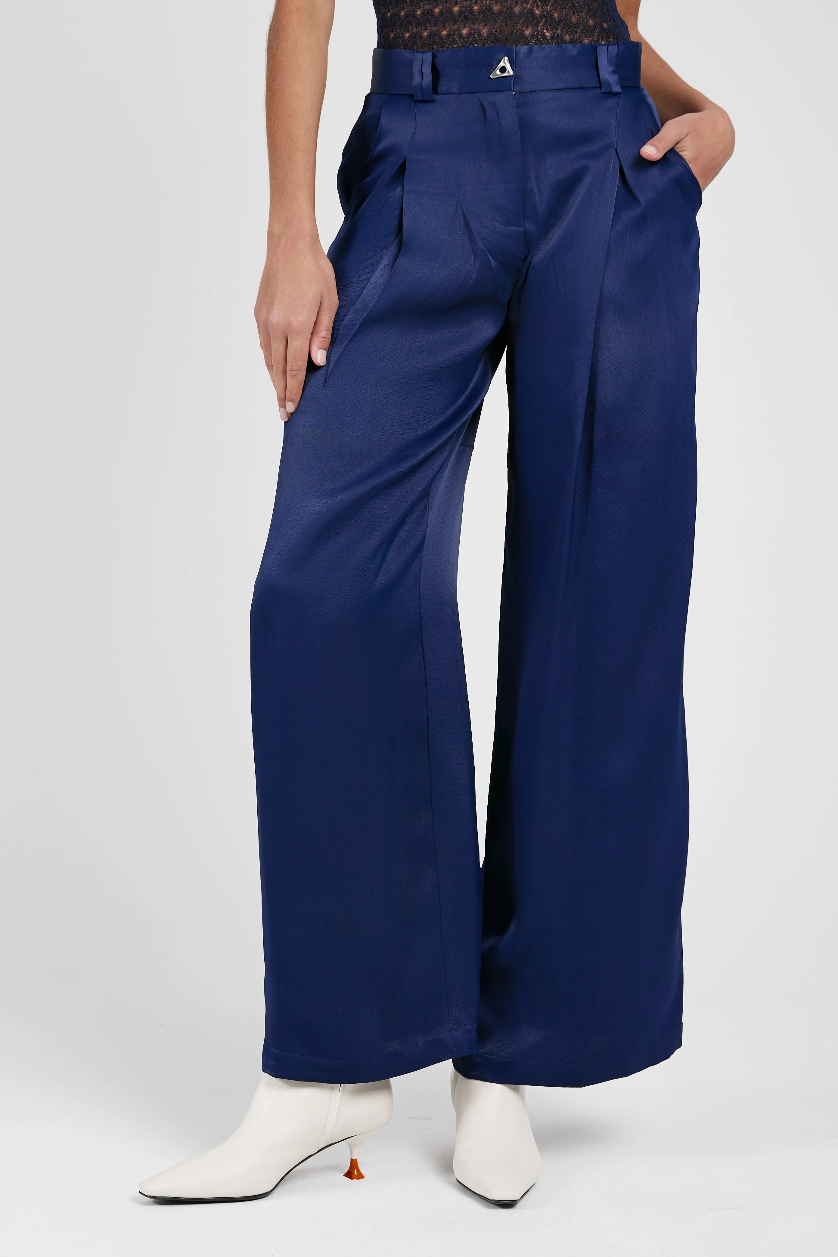 Wellen Satin Pant in Midnight Blue