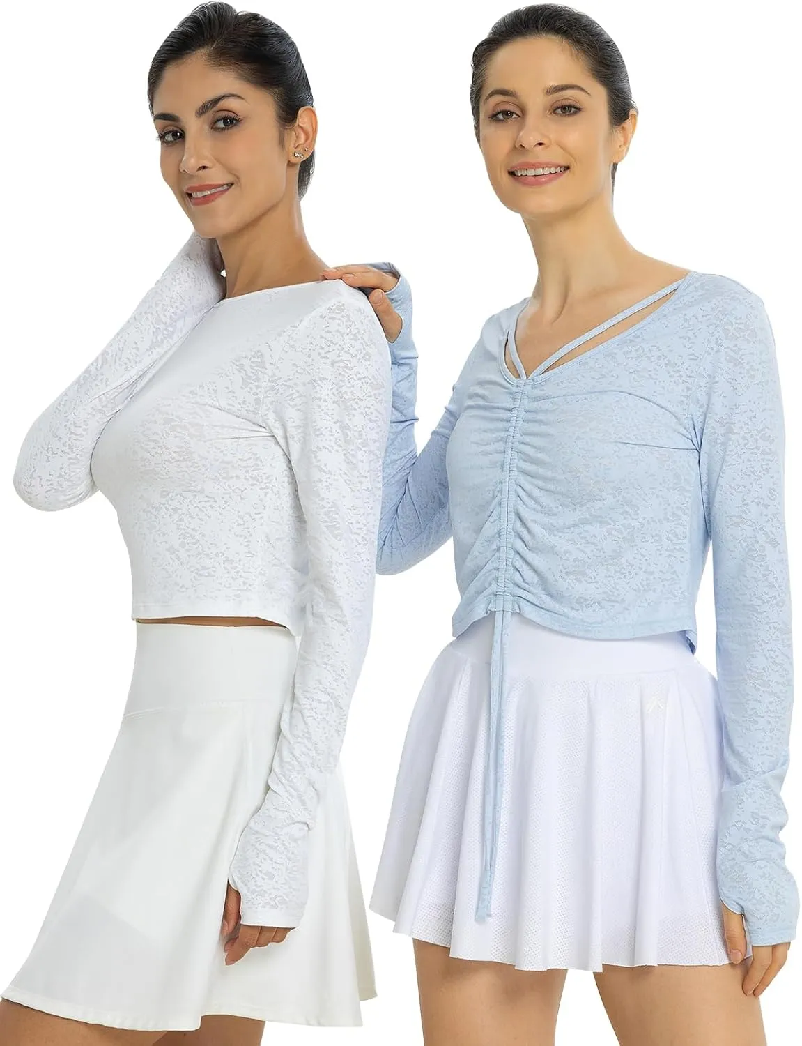 Women Long Sleeve Shirt Sun Shirt Drawstring Ruched Summer Tops Silky Soft Quick Dry Shirts for Casual Athletic Outfits