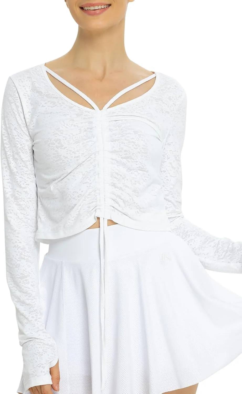 Women Long Sleeve Shirt Sun Shirt Drawstring Ruched Summer Tops Silky Soft Quick Dry Shirts for Casual Athletic Outfits
