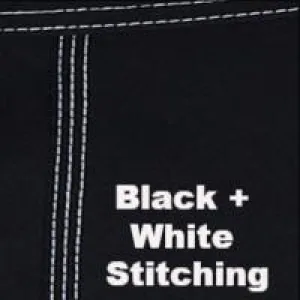 Womens Board (Swim) Pants - 30" Inseam.  Regular Rise   NON Elastic Waist - (Black White Stitching)