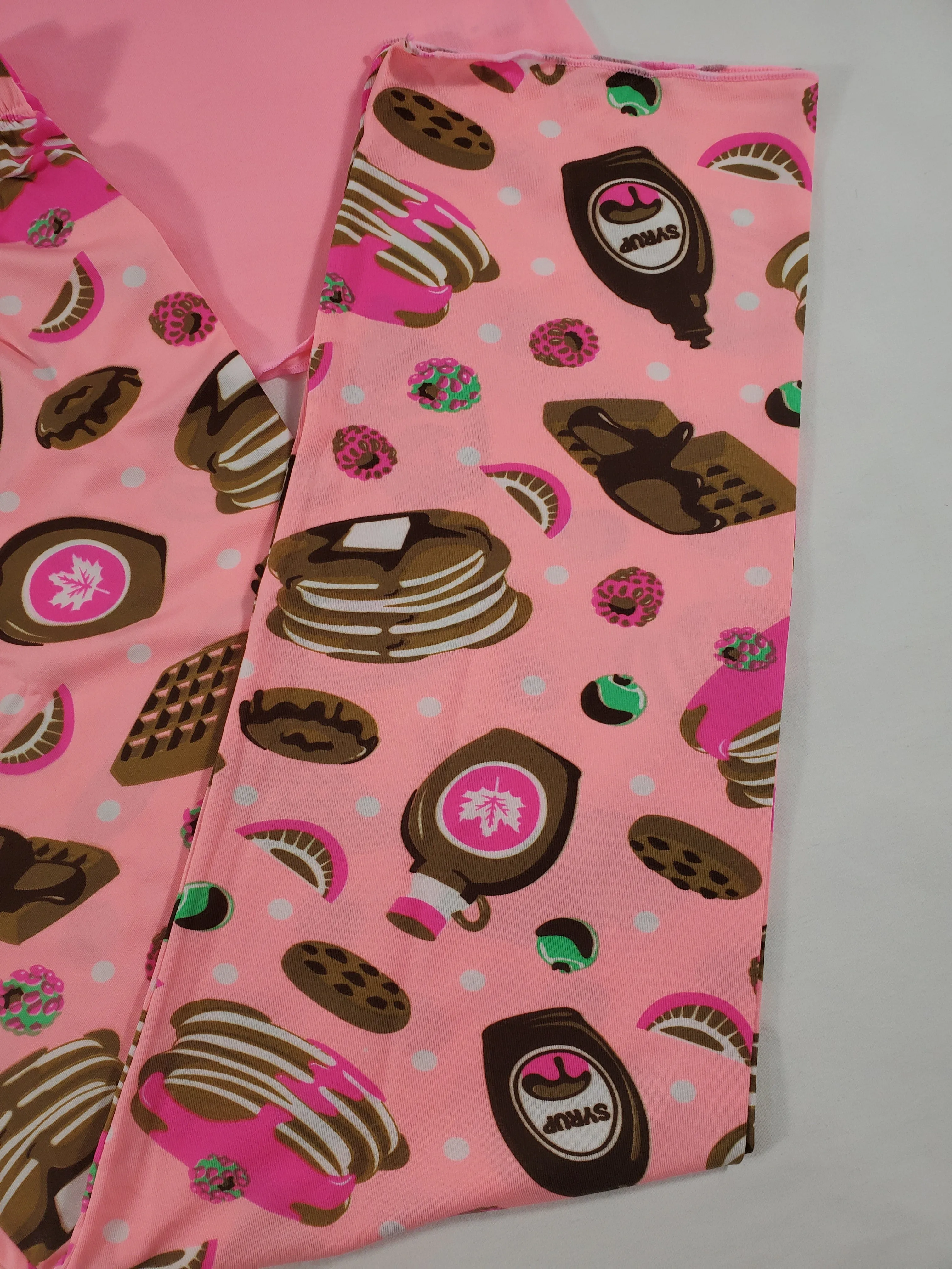 Women's Classic pajama set pink pants desserts theme pink blouse