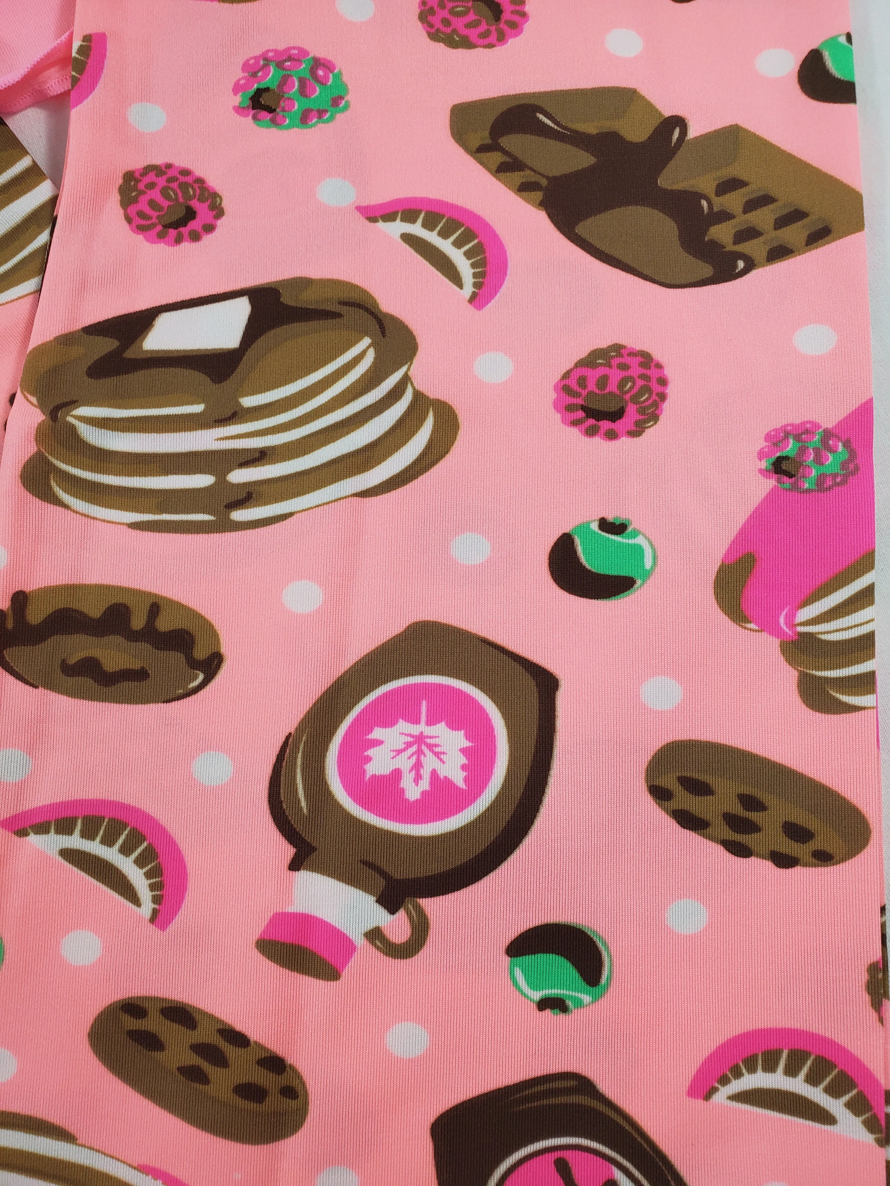 Women's Classic pajama set pink pants desserts theme pink blouse