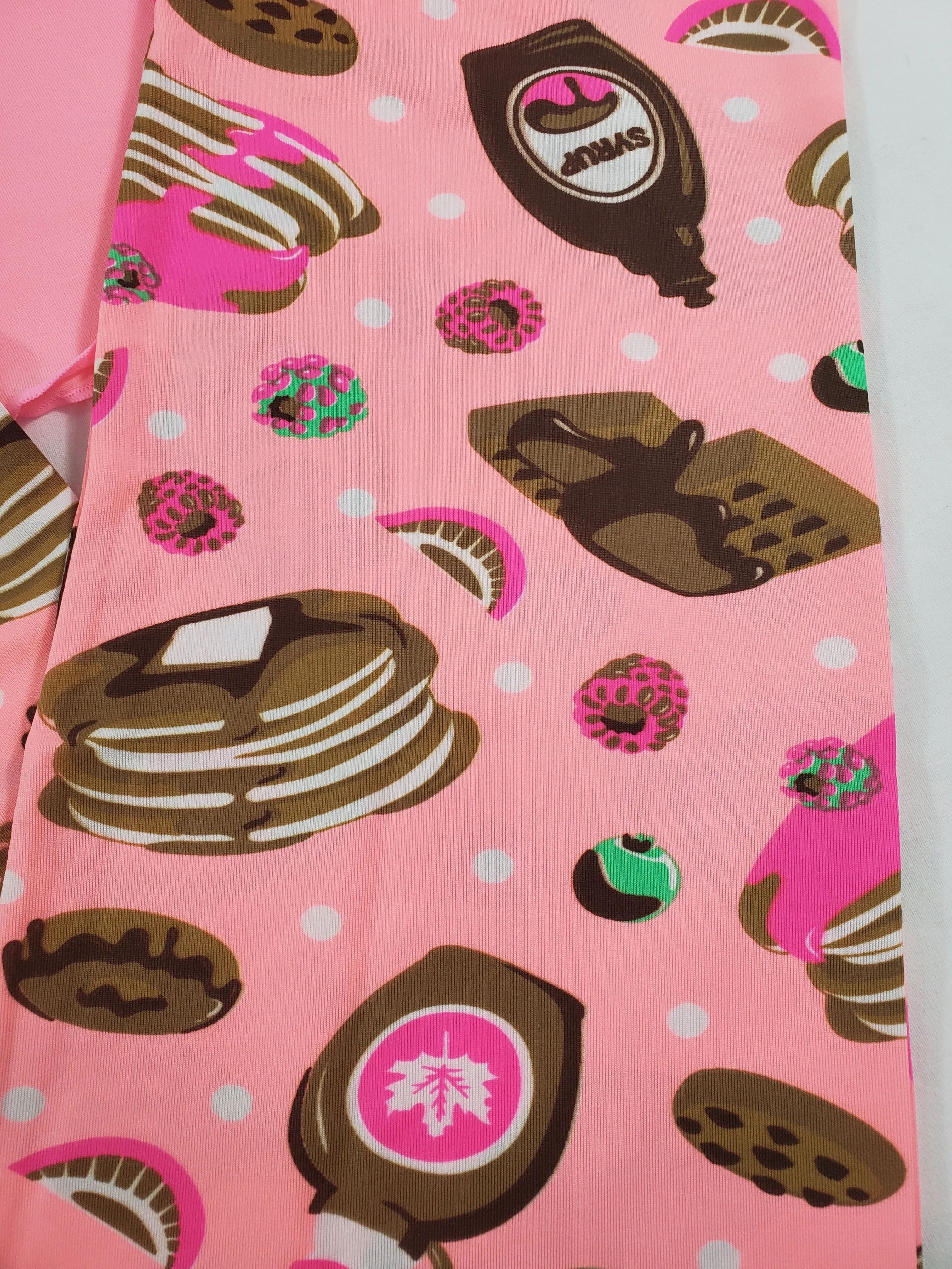 Women's Classic pajama set pink pants desserts theme pink blouse