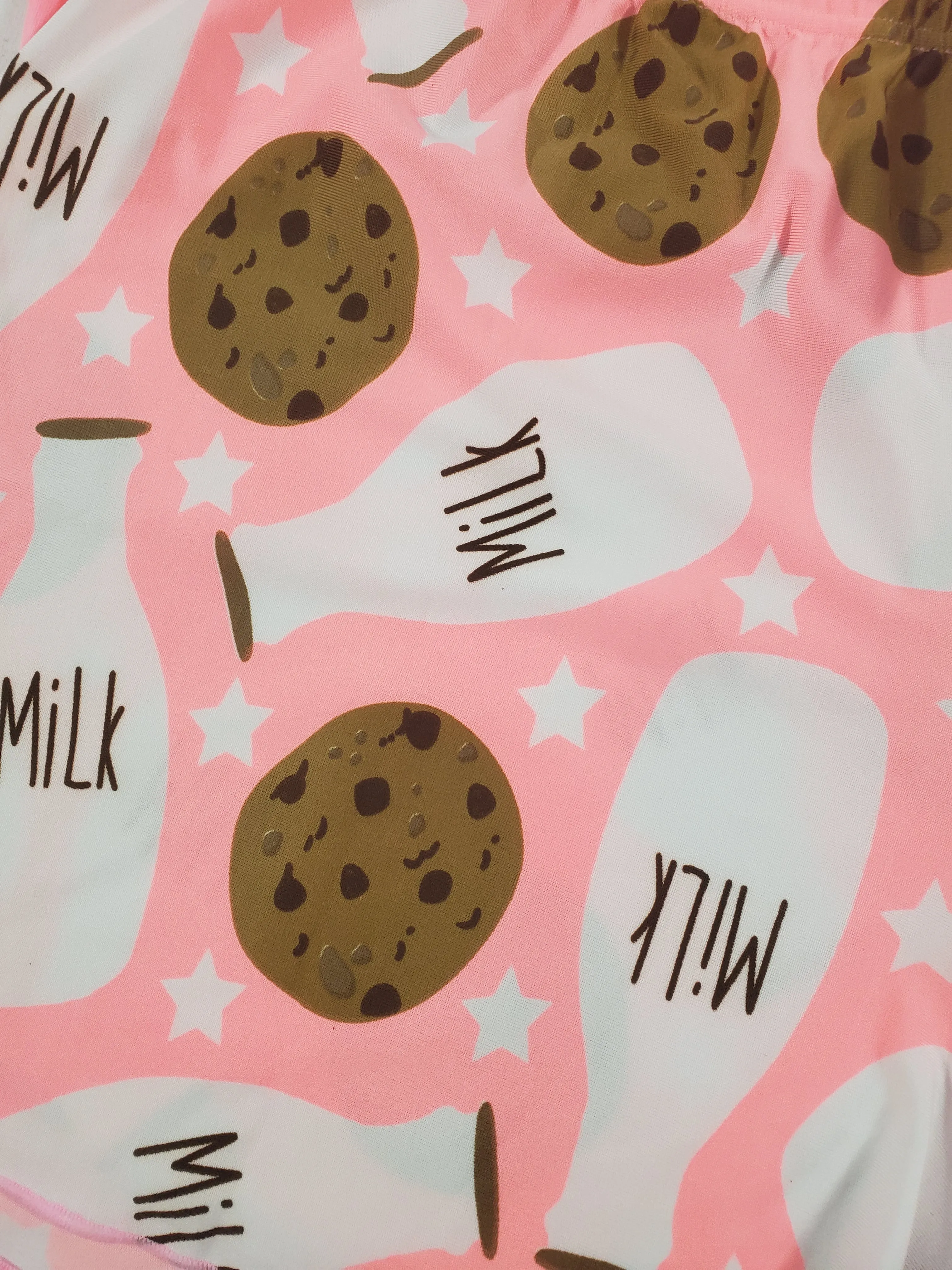 Women's Classic pajama set XL pink shorts milk and cookies theme pink blouse