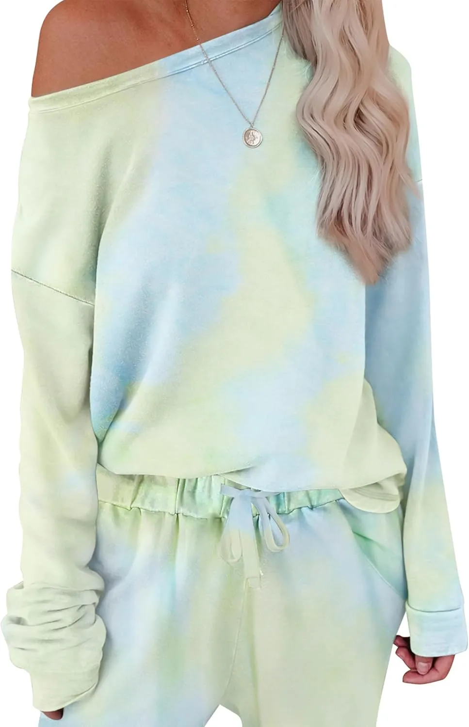 Women's Cozy 2 Piece Outfits Lounge Sets Long Sleeve Tie Dye Tops Jogger Sweatpants Sweats Track Suits Loungewear Sets