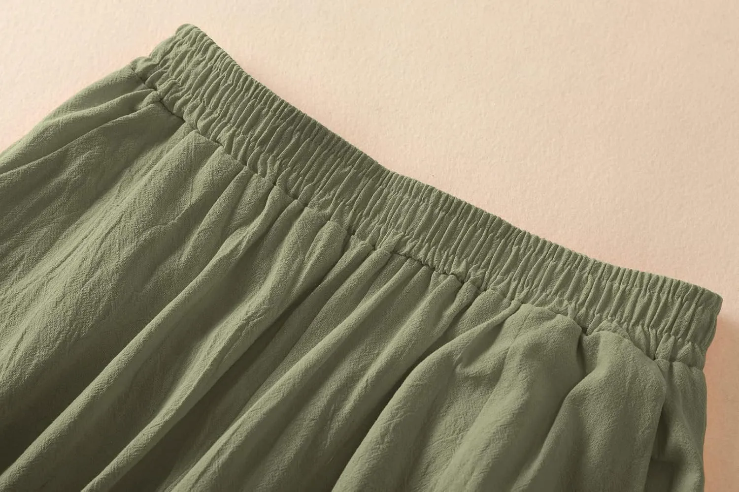 Womens Plus Size Linen Pants Wide Leg Palazzo Trousers High Elastic Waist Flowy Culottes with Pockets L 5XL