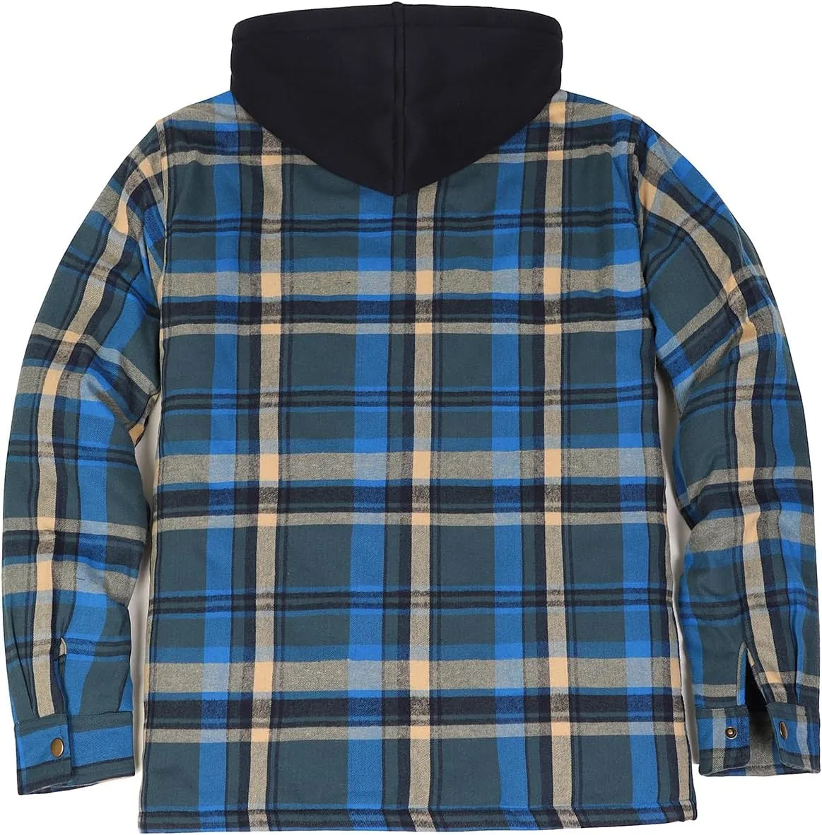 ZENTHACE Men's Thicken Plaid Hooded Flannel Shirt Jacket with Quilted Lined