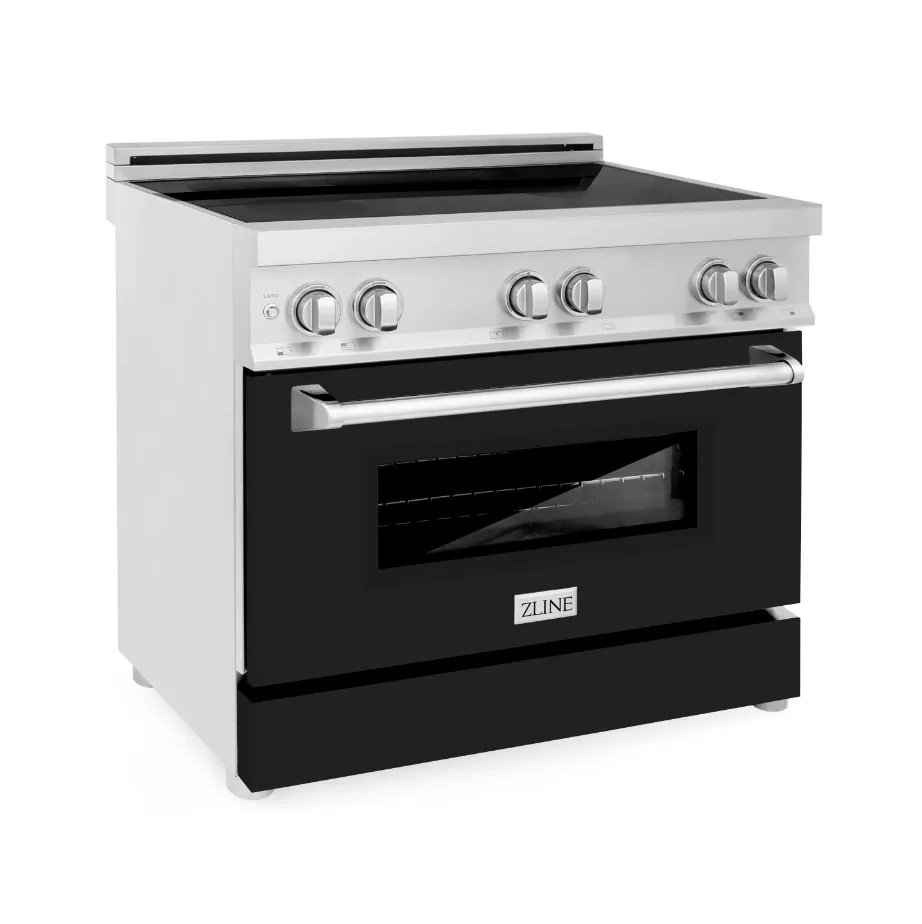 ZLINE 36 Induction Range in Stainless Steel with a Black Matte Door (RAIND-BLM-36)