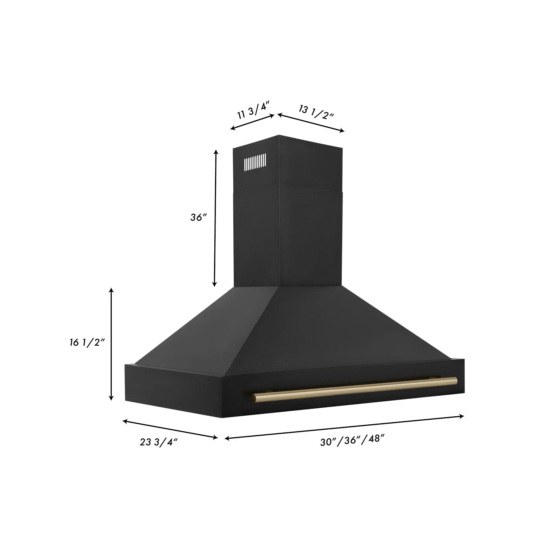 ZLINE 48" Autograph Edition Black Stainless Steel Range Hood with Champagne Bronze Handle (BS655Z-48-CB)
